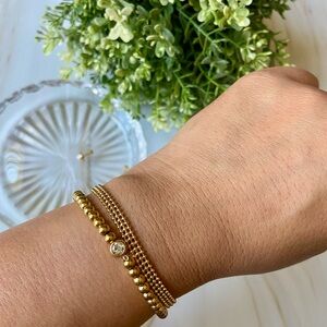 Elegant stainless steel Gold plated Beaded Bracelet duo.
